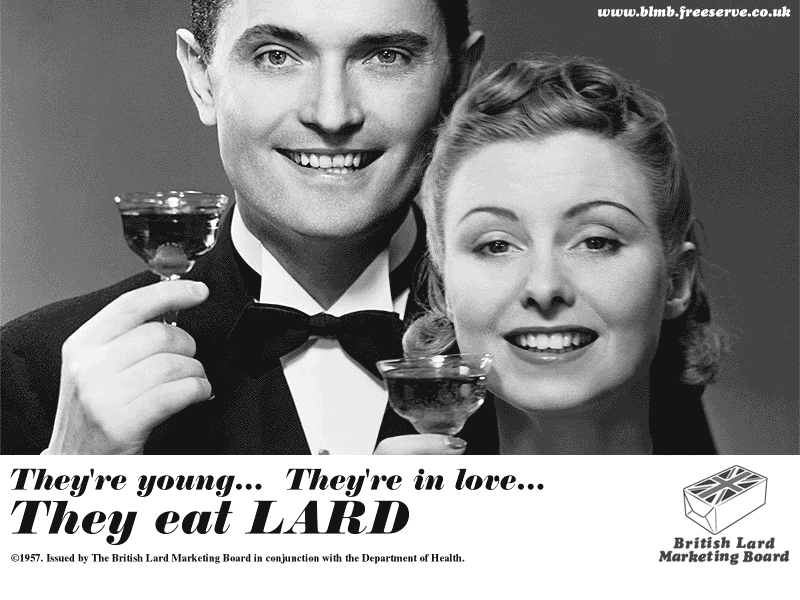 Brit Zsír Marketing Tanács és a Brit Egészségügyi Minisztérium intenzív reklámkampánya (1957)  